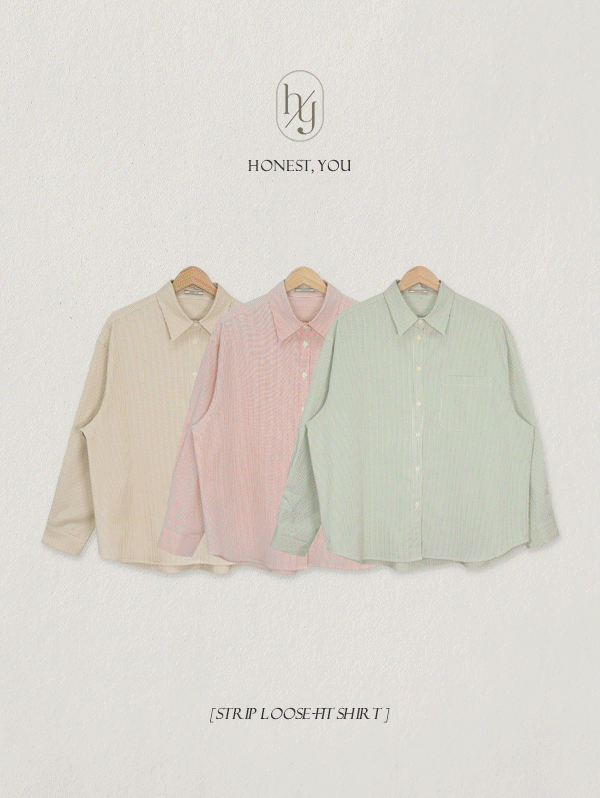 [HONEST, YOU] 크레용 스트라이프 루즈핏 셔츠 - sh(3color)로빈유