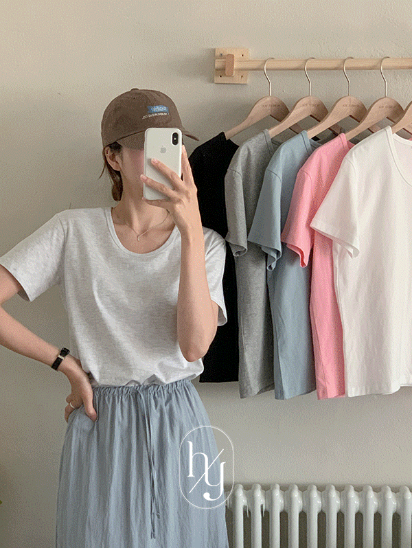 [HONEST, YOU] 에브리 20수 실켓 유넥 여름 반팔 티셔츠 - t(6color)로빈유