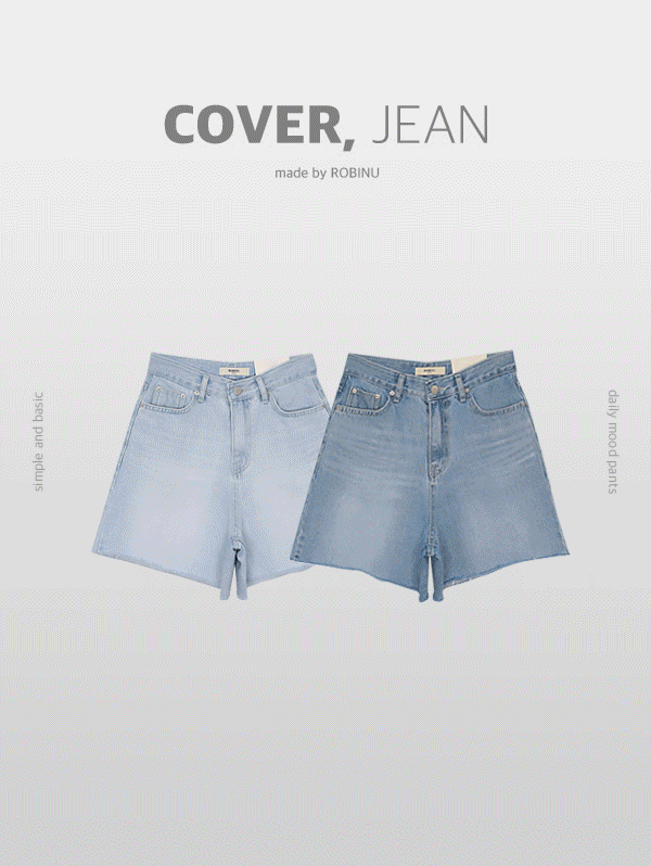 [COVER JEAN] 핏스 컷팅 하프 데님 - pt(S,M,L)로빈유