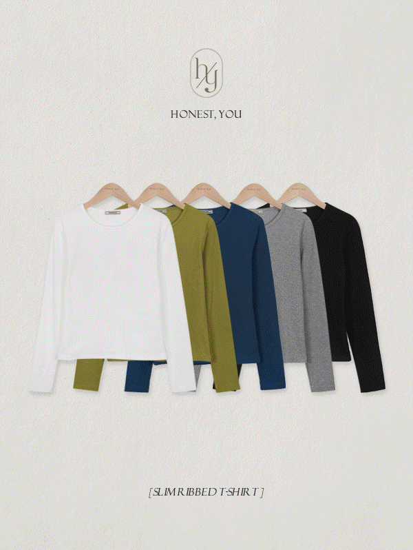 [오늘출발]  [HONEST,YOU] 이츠미 슬림 골지 티셔츠 - t(5color)로빈유