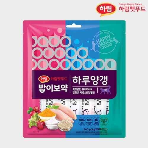 하림펫푸드 밥이보약 캣 하루양갱 걱정없는 유리너리 알맞은 체중 토탈웰빙 240g 30개입 고양이 간식 츄르 대용량