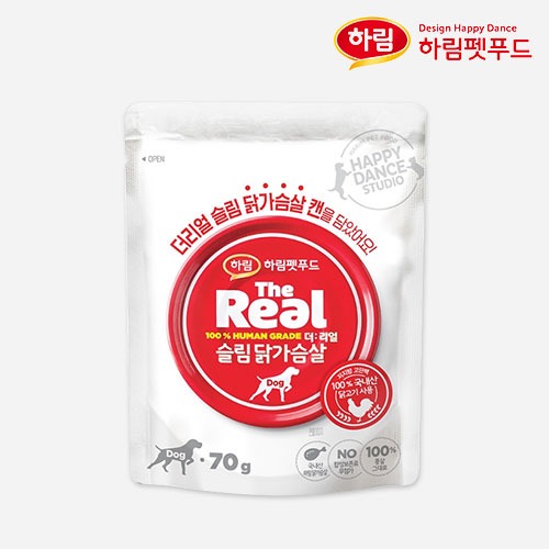 하림펫푸드 더리얼 슬림 닭가슴살 DOG 70g 강아지 간식 파우치