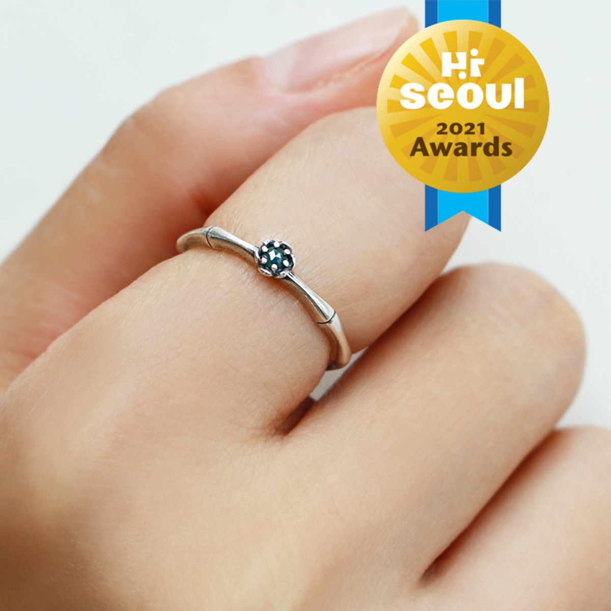 925 Silver Bamboo Diamond Ring/뱀부
