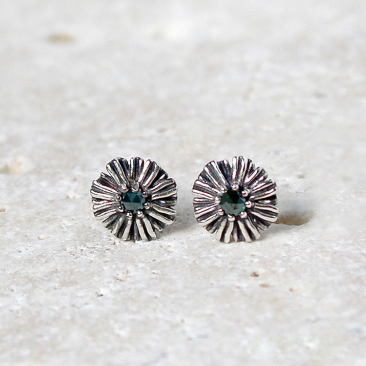 925 Silver Dandelion Diamond Earrings