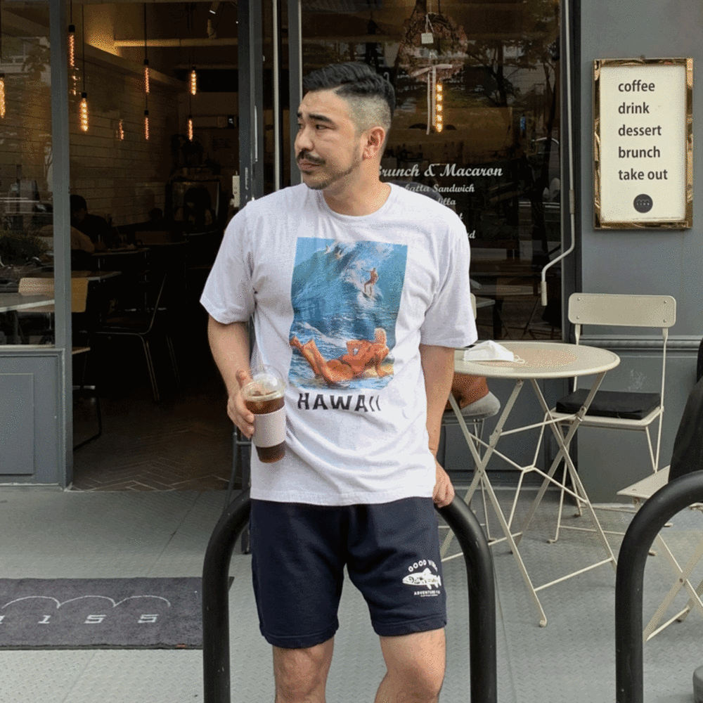 [SALE] 하와이 서퍼 반팔 티셔츠 (2color)