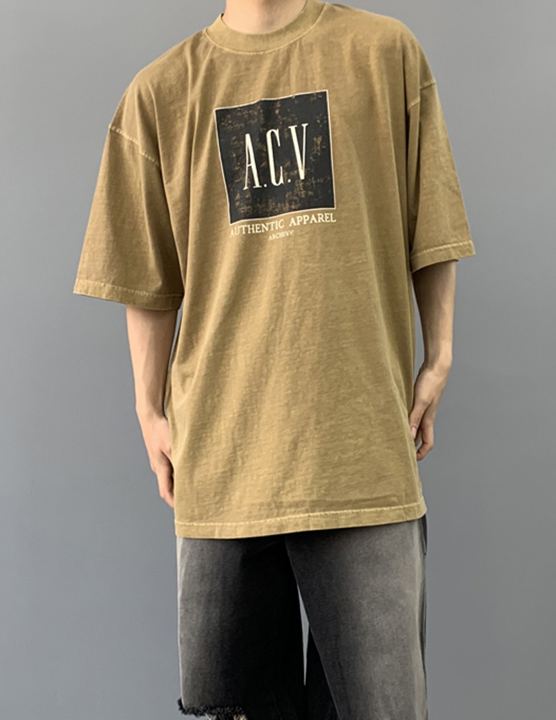 ACV 프레임 오버핏 반팔 티셔츠