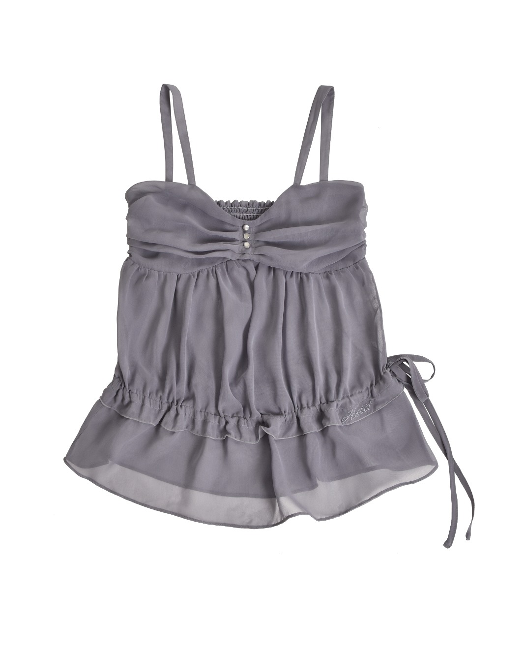 Sheer Shirring Top (Gray)