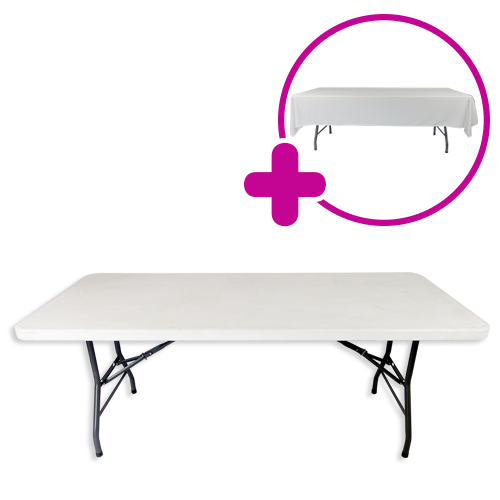 듀라테이블 1800 + 화이트커버 렌탈 접이식 행사용 테이블 캠핑 테이블대여 임대