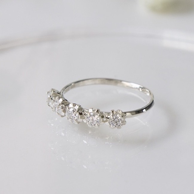 little 5 crown stones ring - 3mm