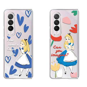HA86 [디즈니정품] 이상한 나라의 앨리스 캐릭터 투명 하드 클리어케이스 휴대폰 핸드폰 삼성 갤럭시 제트 Z폴드3 5G 케이스