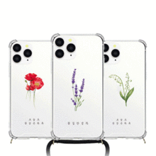 HA38 꽃무늬 꽃말 폰스트랩케이스 목걸이 핸드폰줄 투명 방탄 젤하드 휴대폰 애플 아이폰 7 8 SE2 SE3 플러스 X XR XS Max 11 12 13 미니 프로 맥스