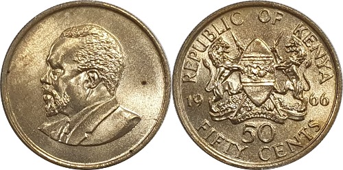 케냐 1966년 50 센트 - 미사용(B급)