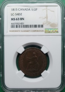 캐나다 1815년 1/2페니 TOKEN LC-54D2 NGC MS 63 BN