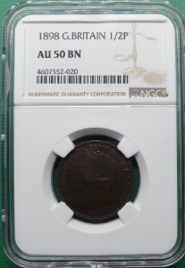 영국 1898년 1/2페니 - NGC AU 50