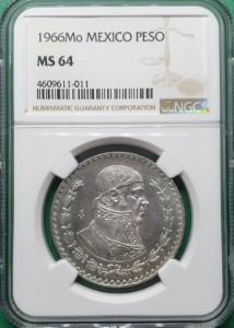 멕시코 1966MO 1페소 은화 - NGC MS64