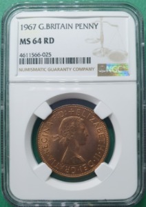 영국 1967년 GREAT BRITAIN PENNY COPPER - NGC MS 64 RD