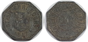 독일(Bergedorf) 1917년 20 Pfennig 놋겔드