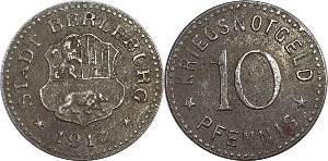 독일(Berleburg) 1917년 10 Pfennig 놋겔드