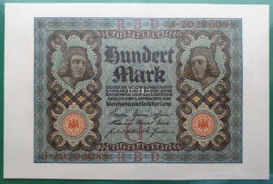 독일 1920년 REPUBLIC TREASURY NOTE 100 마르크 - 미사용