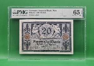 독일 임페리얼 뱅크 노트 1915년 20마르크 - PMG 65 EPQ