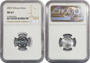 한국은행 2019년 1원 - NGC MS 67등급