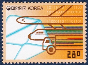 단편 - 2002년 기본료 190원시기 보통우표(운송수단 황색 280원)