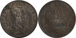 이탈리아 1863년 20 Centesimi 은화