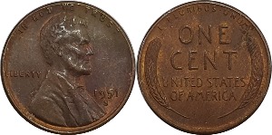 미국 1951년(S) 링컨 1 센트