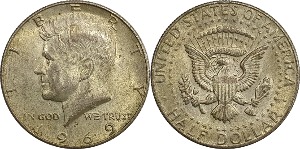 미국 1969년(D) 케네디 하프 달러 은화
