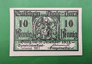 독일 1922년 NOTGELD 놋겔트 인플레이션 비상화폐 10페니히 - 극미+