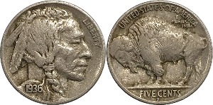 미국 1936년(D) 버팔로 니켈 5 센트