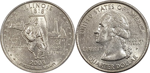미국 주성립50주년 기념 쿼터달러 - 일리노이(2003년, P)