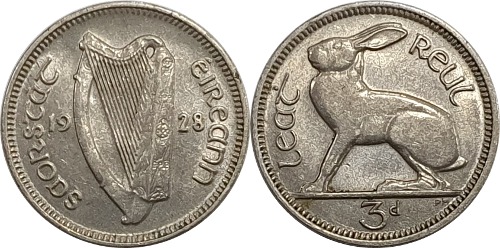 아일랜드 1928년 ½ Reul(3 Pingine)