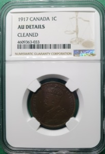 캐나다 1917년1센트 청동 - NGC AU DETAILS CLEANED