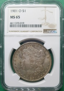 미국 1901-O년 모건 달러 토닝 SILVER - NGC MS 65