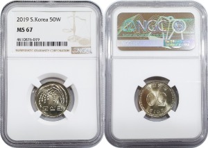 한국은행 2019년 50원 - NGC MS 67등급