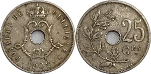 벨기에 1908년 25 Centimes