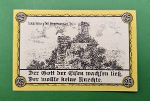 독일 1921년 NOTGELD 놋겔트 인플레이션 비상화폐 25페니히 - 준미~미사용-