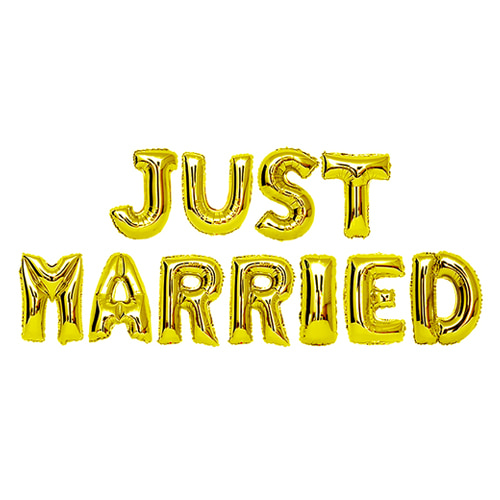 풍선대통령 JUST MARRIED 이니셜세트 골드 은박풍선