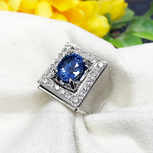 [사파이어R013] 천연 블루 사파이어반지 (14K/다이아몬드)