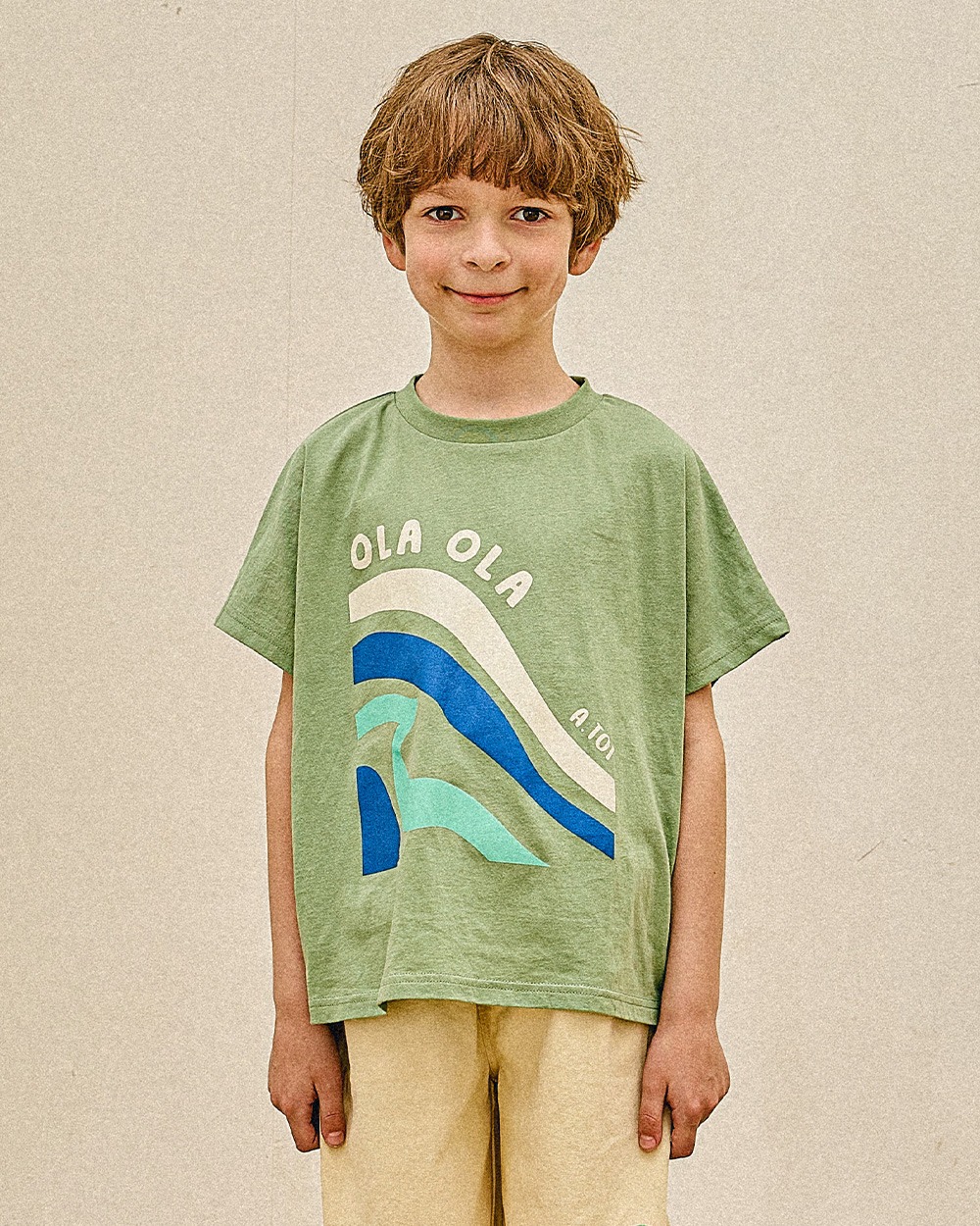 베라노 웨이브 숏 슬리브 티셔츠 그린