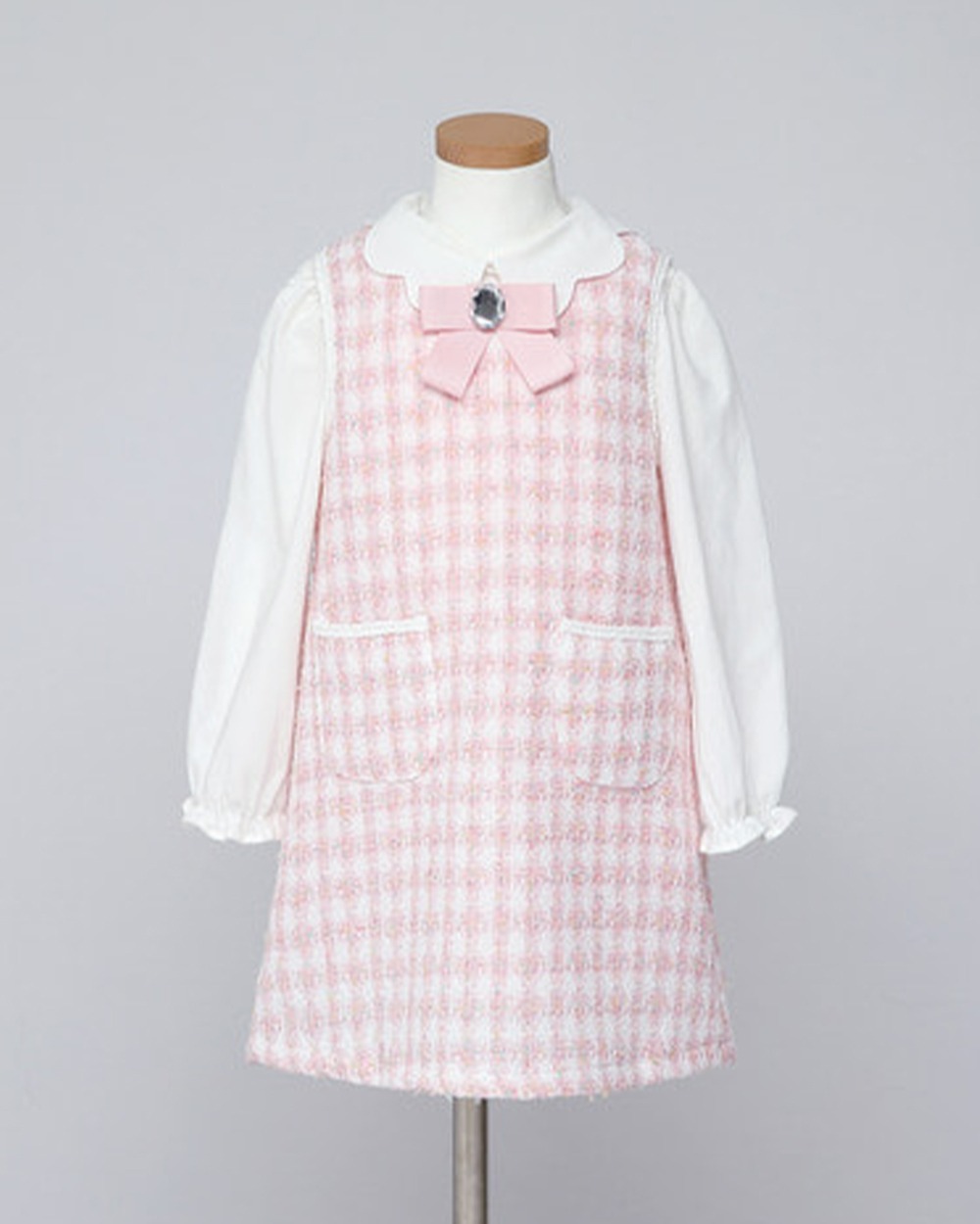블루밍 트위드 슬리브리스 드레스(Pink)