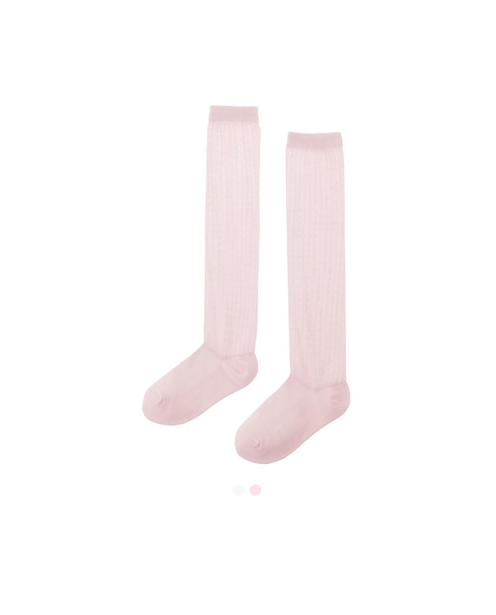 펀칭 레이스 시스루 니삭스(White/Pink)