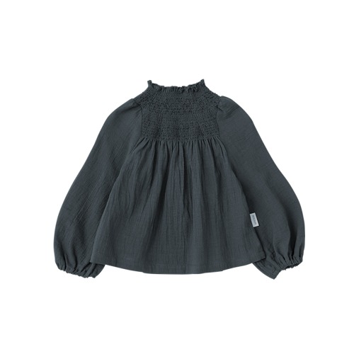 blouse 3 shirring navy - 마르마르