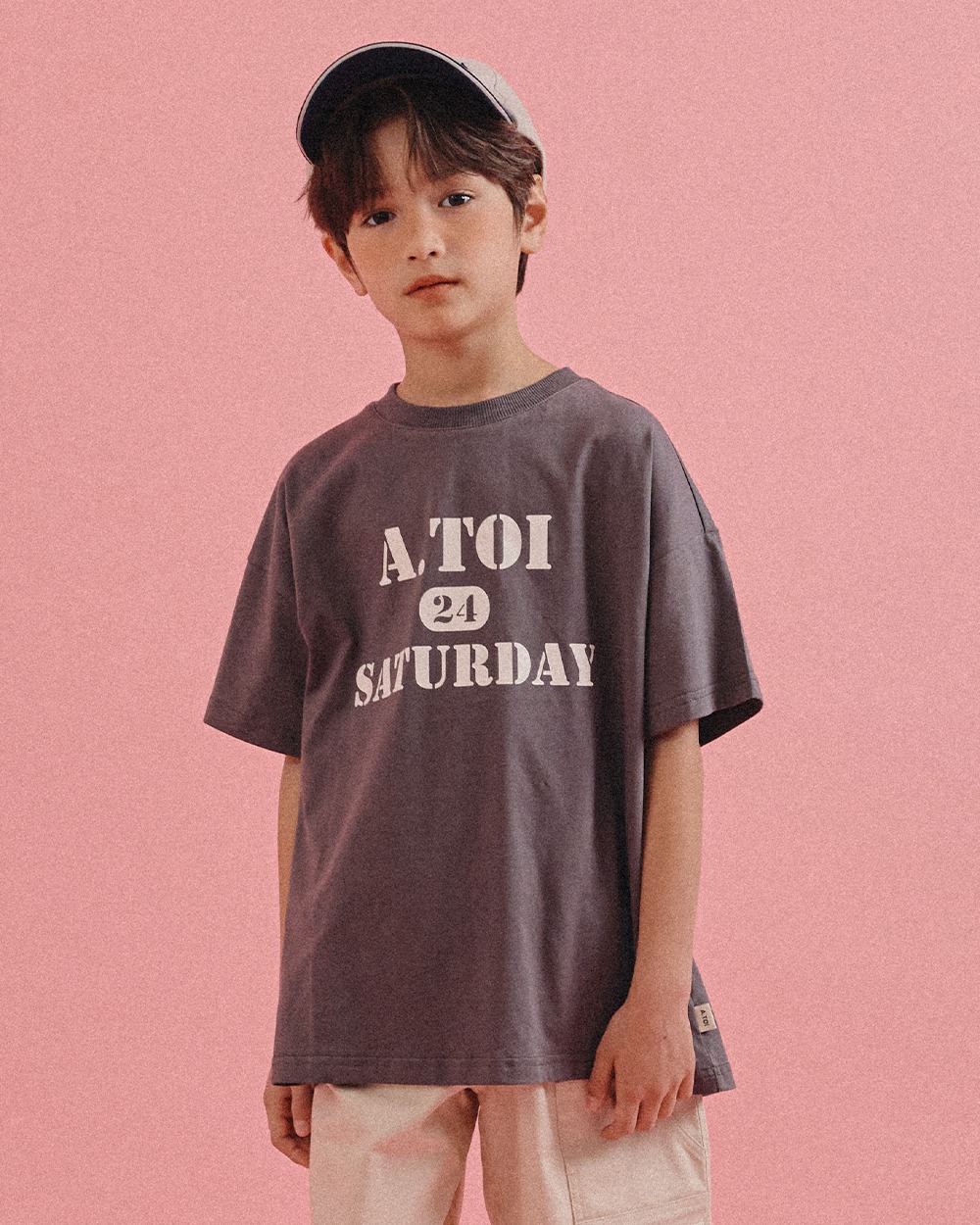 [VIP전용] 레터 숏 슬리브 티셔츠 차콜