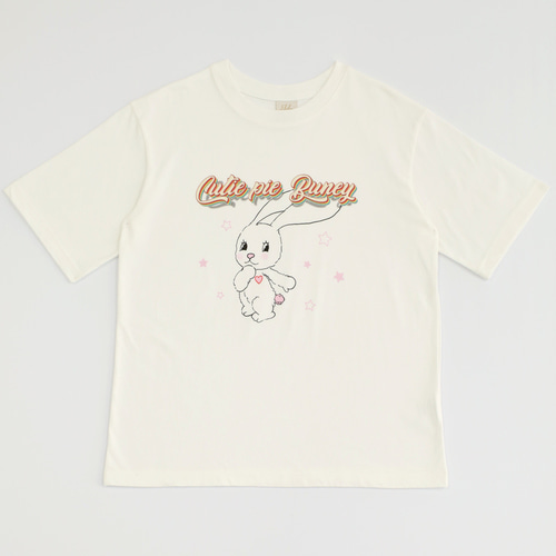 Tシャツ・カットソー Cutie Pie Bunny Digital Printing T-shirt_White Cutie Pie Bunny Digital Printing T-shirt_White - Julianne Daisy