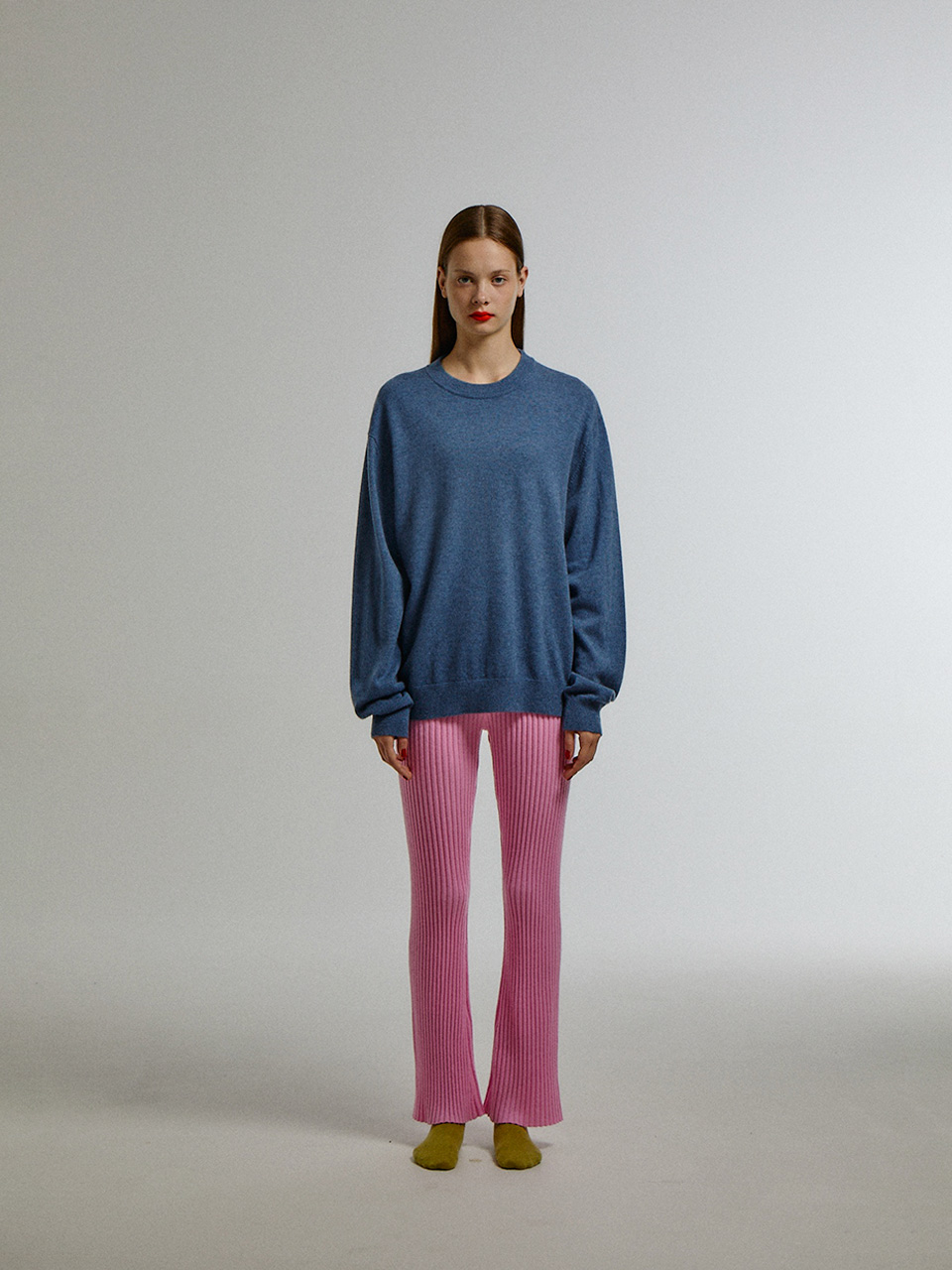 [1차 리오더 입고] ESSENTIAL LONG PULLOVER_MELANGE BLUE