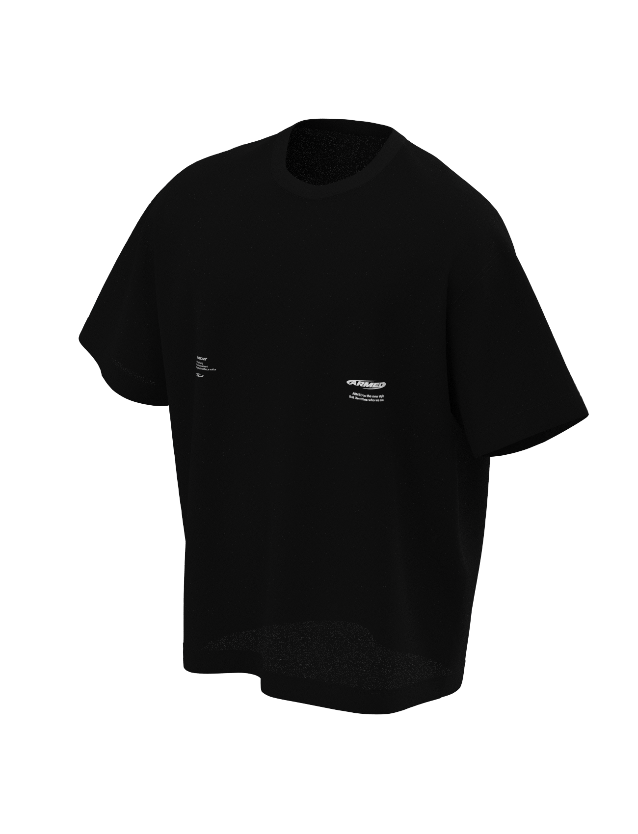 ARMED 스몰레터링 오버핏 티셔츠 [블랙] (06.20 순차 배송)