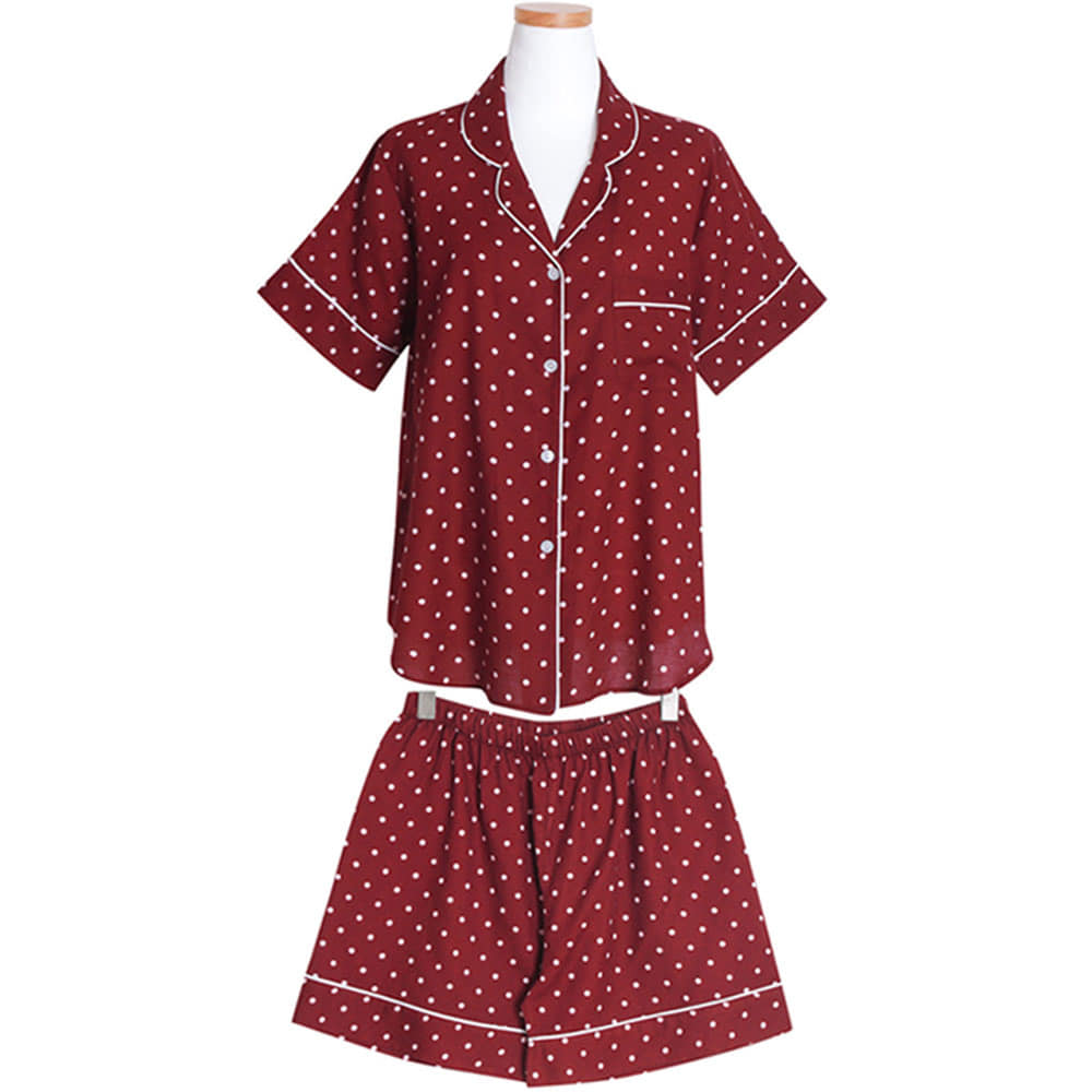 집들이선물 땡땡이 여름잠옷 여성파자마 귀여운 빅사이즈 홈웨어 실내복 (셔츠형)