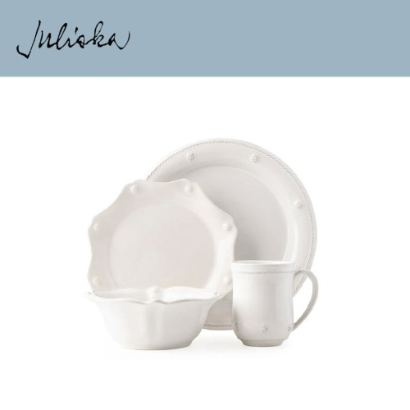 Juliska 베리 앤 스레드 Berry &amp; Thread 4pc Setting w/ Mug - Whitewash (2set / 8pc) 관부가세 포함